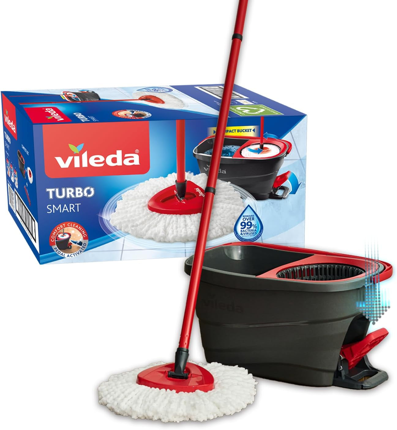 Vileda - Turbo Smart Sistema, Estándar De Cubo Con Pedal