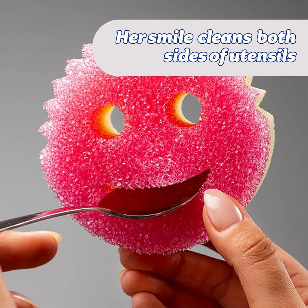 Scrub Mommy Estropajo De Doble Cara Rosa, Esponja Cocina Para Lavar Platos Y Limpieza Baño, Antiarañazos, Antibacteriana Y Reutilizable - Esponja Cocina Raspadora Flextexture - 2X Rosa