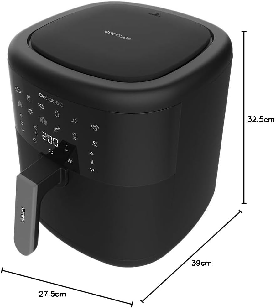 Cecotec Freidora De Aire Sin Aceite De 6 L Air Fryer Cecofry Bombastik 6000. 1700 W, Tecnología Perfectcook, Temperatura Y Tiempo Regulables, Control Táctil, 12 Modos, Temporizador