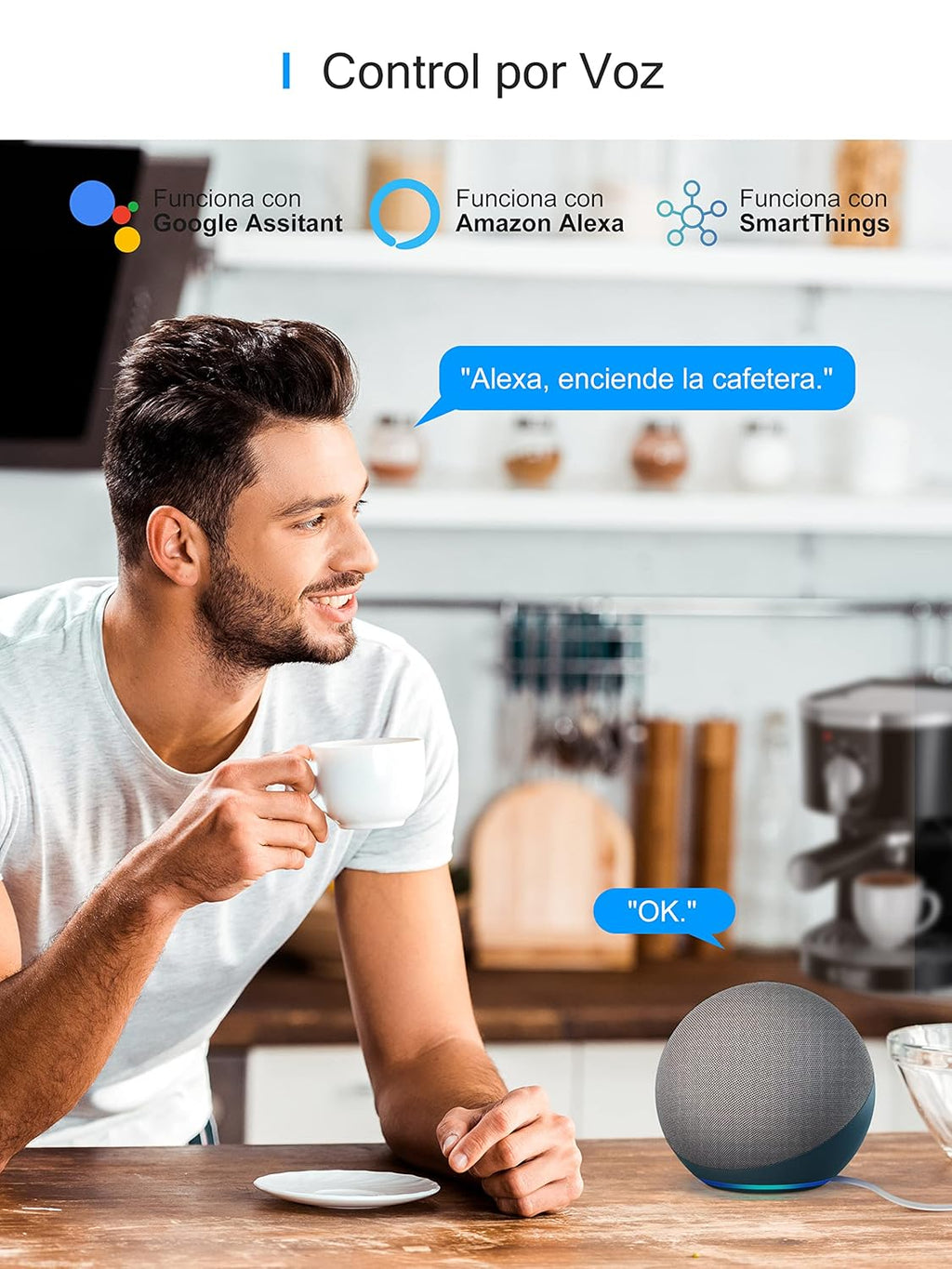 Enchufe Inteligente Wifi Con Medidor De Energía, Tomada Temporizador Programable, Control Por Voz Y APP, Compatible Con Alexa, Google Home, No Necesita Hub, 16A 3680W, 2 Pcs
