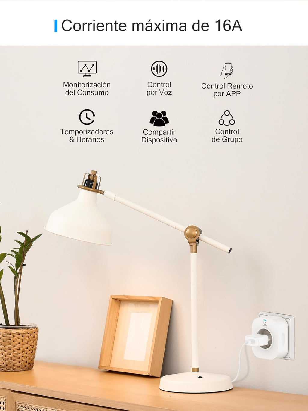 Enchufe Inteligente Wifi Con Medidor De Energía, Tomada Temporizador Programable, Control Por Voz Y APP, Compatible Con Alexa, Google Home, No Necesita Hub, 16A 3680W, 2 Pcs