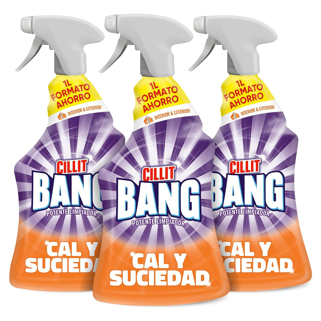 Cillit Bang Cal Y Suciedad, Potente Limpiador Baño, Cocina, Formato Spray - Pack De 3 X 1 L, Total 3 L
