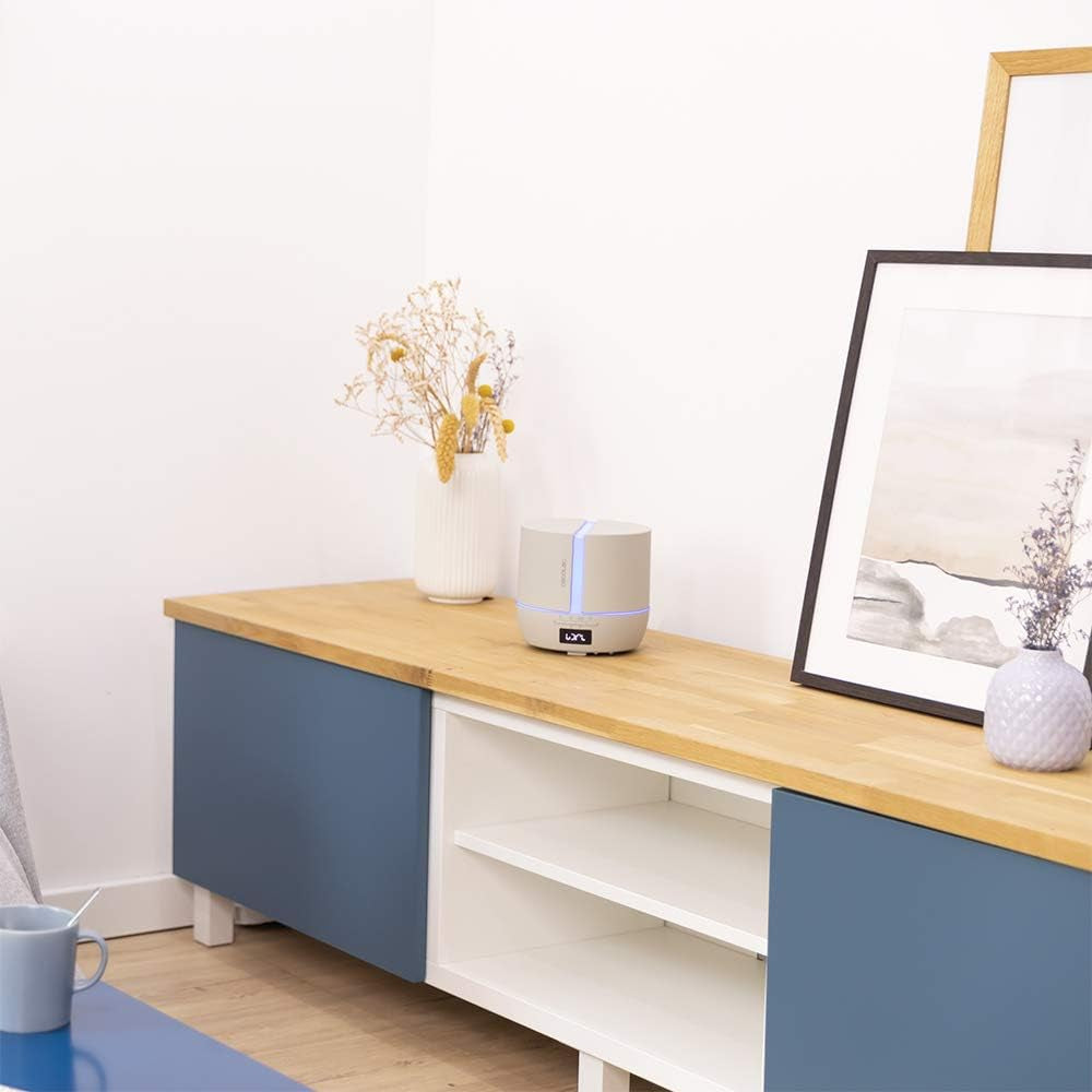 Cecotec Difusor De Aromas Purearoma 550 Connected Sand. Capacidad 500Ml, Pantalla LED, Altavoz, Control Por Bluetooth, App, Temporizador 12H, 3 Modos De Funcionamiento, Cobertura 30M2