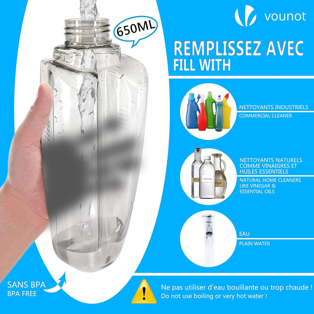 VOUNOT® Mopa Spray, Mopa Con Pulverizador, Fregona Con Vaporizador, Con 2 Almohadilla De Microfibra Y 1 Rasqueta De Ducha, 650Ml, Azul