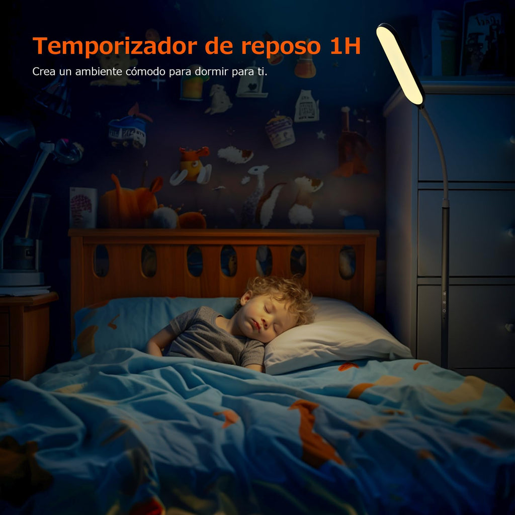 OUSFOT Lámpara De Pie LED Regulable 170 Cm Lámpara De Pie 3000-4000-6000 K Control Táctil Y Remoto Lámpara De Pie LED De Cuello De Cisne Ajustable Para Dormitorio Sala De Estar Oficina