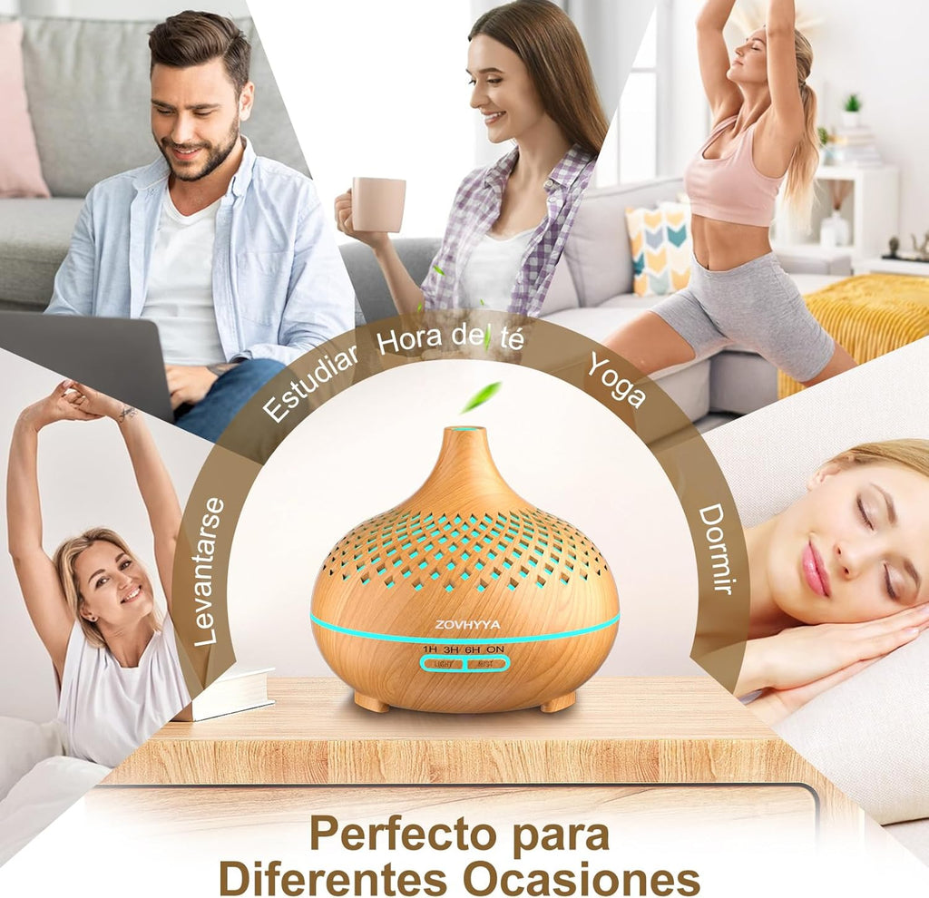 500ML Difusor De Aroma Máquina De Aromaterapia Con 14 LED Difusor De Humidificadores Control Remoto 4 Temporizador 2 Patrones De Pulverización