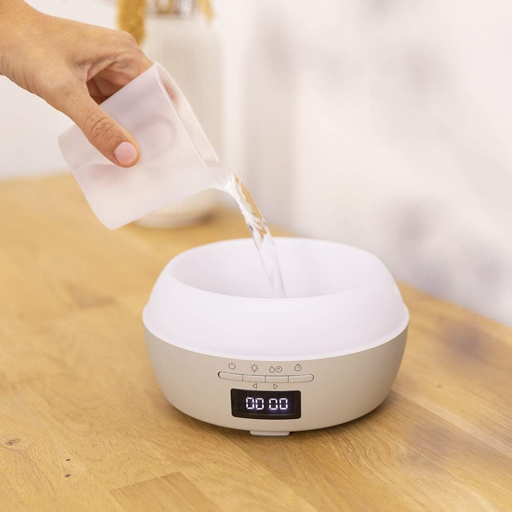 Cecotec Difusor De Aromas Purearoma 550 Connected Sand. Capacidad 500Ml, Pantalla LED, Altavoz, Control Por Bluetooth, App, Temporizador 12H, 3 Modos De Funcionamiento, Cobertura 30M2