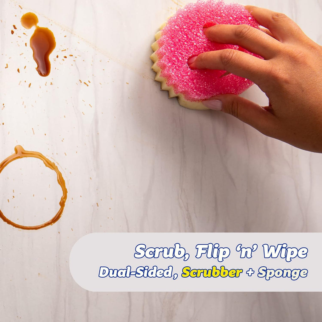 Scrub Mommy Estropajo De Doble Cara Rosa, Esponja Cocina Para Lavar Platos Y Limpieza Baño, Antiarañazos, Antibacteriana Y Reutilizable - Esponja Cocina Raspadora Flextexture - 2X Rosa