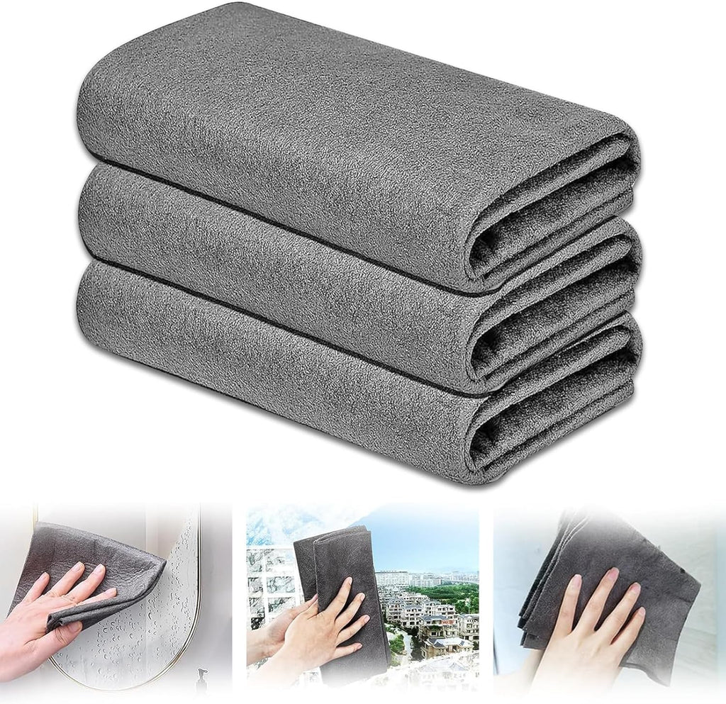 Paños De Limpieza Mágicos Para Vidrio, 3 Piezas, Trapo De Limpieza De Vidrio Reutilizable, Súper Suave, Sin Rayas, Lavable, Para El Hogar, Cocina, Ventana De Vidrio De Coches