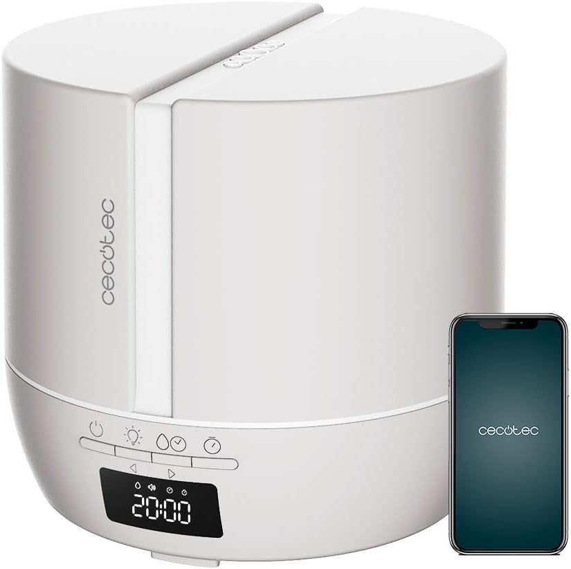 Cecotec Difusor De Aromas Purearoma 550 Connected Sand. Capacidad 500Ml, Pantalla LED, Altavoz, Control Por Bluetooth, App, Temporizador 12H, 3 Modos De Funcionamiento, Cobertura 30M2
