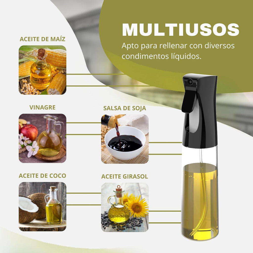 2 Piezas Pulverizadores De Aceite Para Cocinar De 300Ml + Embudo + 2 Soportes Antideslizantes + Pincel | Spray De Cocina Libre BPA (No Apto Lavavajillas) (2 SPRAYS)