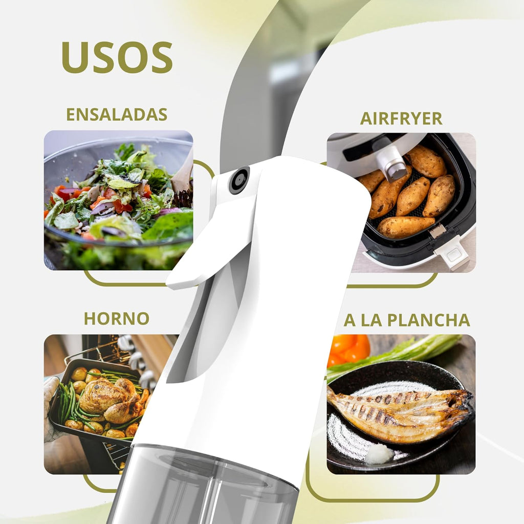 2 Piezas Pulverizadores De Aceite Para Cocinar De 300Ml + Embudo + 2 Soportes Antideslizantes + Pincel | Spray De Cocina Libre BPA (No Apto Lavavajillas) (2 SPRAYS)