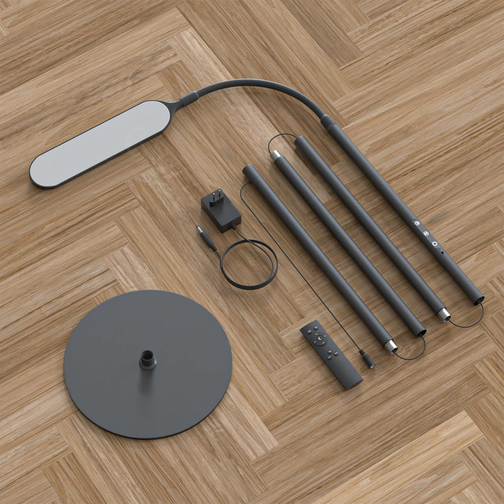 OUSFOT Lámpara De Pie LED Regulable 170 Cm Lámpara De Pie 3000-4000-6000 K Control Táctil Y Remoto Lámpara De Pie LED De Cuello De Cisne Ajustable Para Dormitorio Sala De Estar Oficina