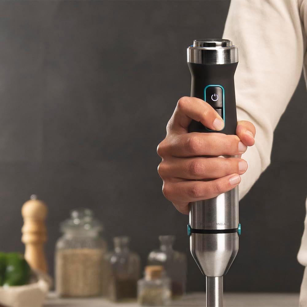 Cecotec Batidora De Mano Power Titanblack 1500 XL Perfectcream&Crush. 1500 W, Tecnología Crossblades Con Cuchillas De 4 Hojas, Pie XL, Incluye Picadora, Varillas Batidoras Y Pasapurés