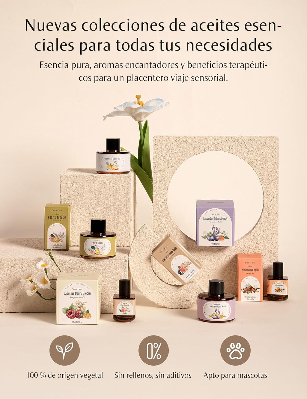Senseflow Difusor Aceites Esenciales Difusor De Aromas Smart Wi-Fi SF101S -Ultrasónico Sin Agua, 100 % Vegetal, Aromaterapia120 Días, Para Hogar, Hotel Y Estudio Hasta 100 ㎡ - Romero Cineol