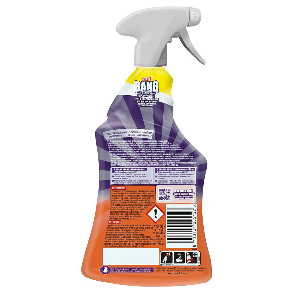 Cillit Bang Cal Y Suciedad, Potente Limpiador Baño, Cocina, Formato Spray - Pack De 3 X 1 L, Total 3 L
