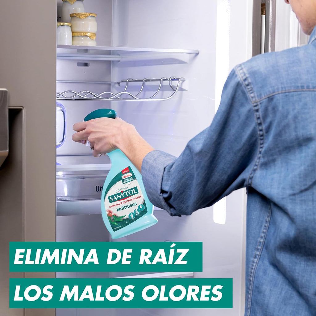 Sanytol - Limpiador Desinfectante Multiusos, Elimina Bacterias, Hongos Y Virus Sin Lejía, Perfume Eucaliptus - Pack De 4 X 750 Ml = 3L