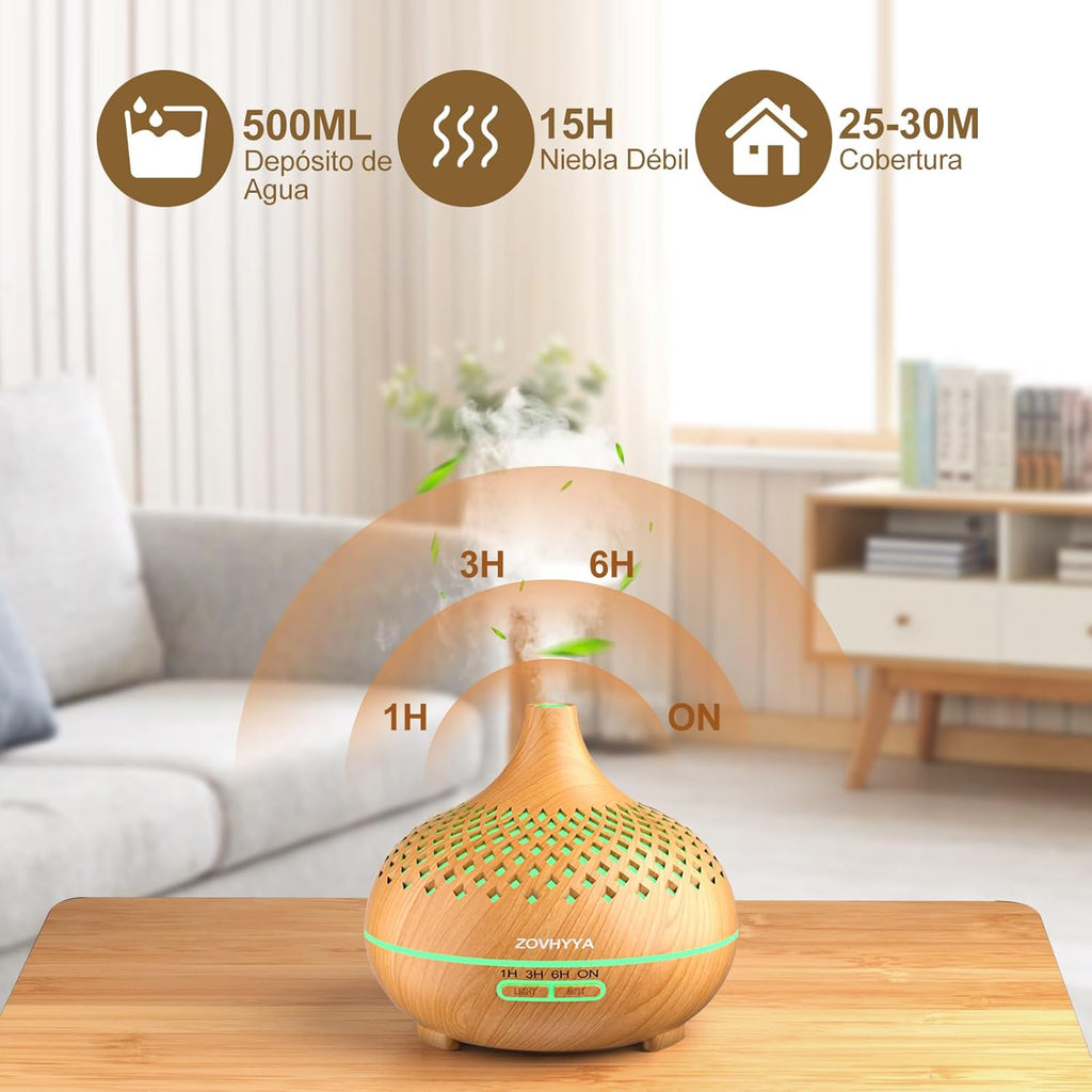 500ML Difusor De Aroma Máquina De Aromaterapia Con 14 LED Difusor De Humidificadores Control Remoto 4 Temporizador 2 Patrones De Pulverización