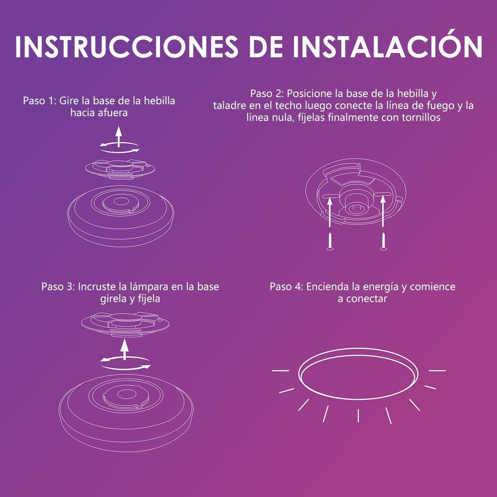 ® Lampara Techo LED 30W, Plafon RGB Redondo 2700K-6500K, Regulable, Compatible Con Alexa, Control APP, Mando a Distancia, Para Dormitorio, Salon, Cocina