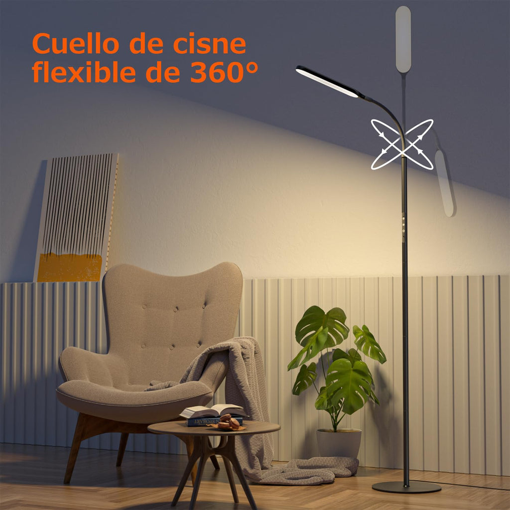 OUSFOT Lámpara De Pie LED Regulable 170 Cm Lámpara De Pie 3000-4000-6000 K Control Táctil Y Remoto Lámpara De Pie LED De Cuello De Cisne Ajustable Para Dormitorio Sala De Estar Oficina